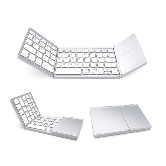 B033 Foldable Bluetooth Keyboard with Touchpad (Silver)