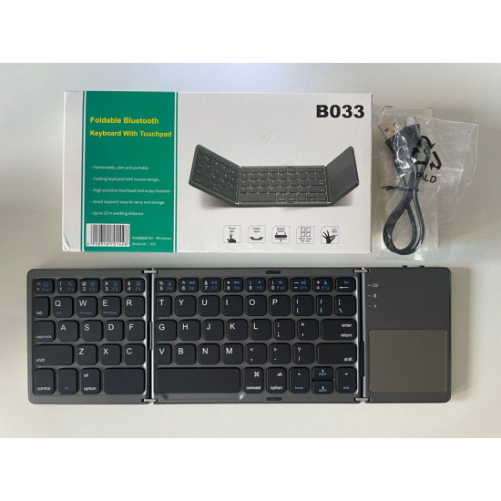 B033 Foldable Bluetooth Keyboard with Touchpad (Black)