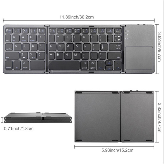 B033 Foldable Bluetooth Keyboard with Touchpad (Black)