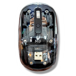 M9 Transparent Wireless USB + Bluetooth Rechargeable Mouse