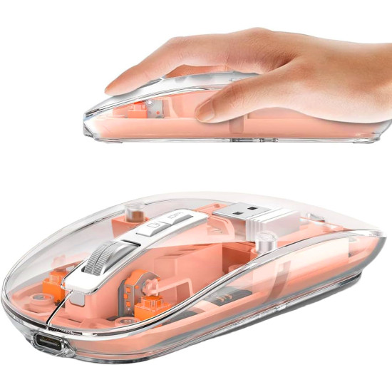 T5 Transparent Wireless USB + Bluetooth Rechargeable Mouse